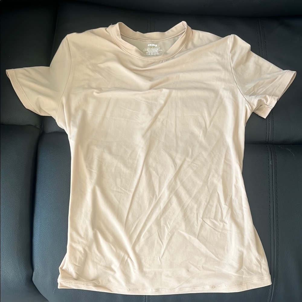 SKIMS Cream Fitted Short Sleeve Tee